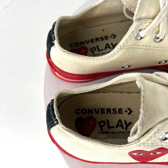 Comme des Garçons PLAY x Converse 7 Womens Red Sole Chuck 70 Low Sneaker - Picture 5 of 11